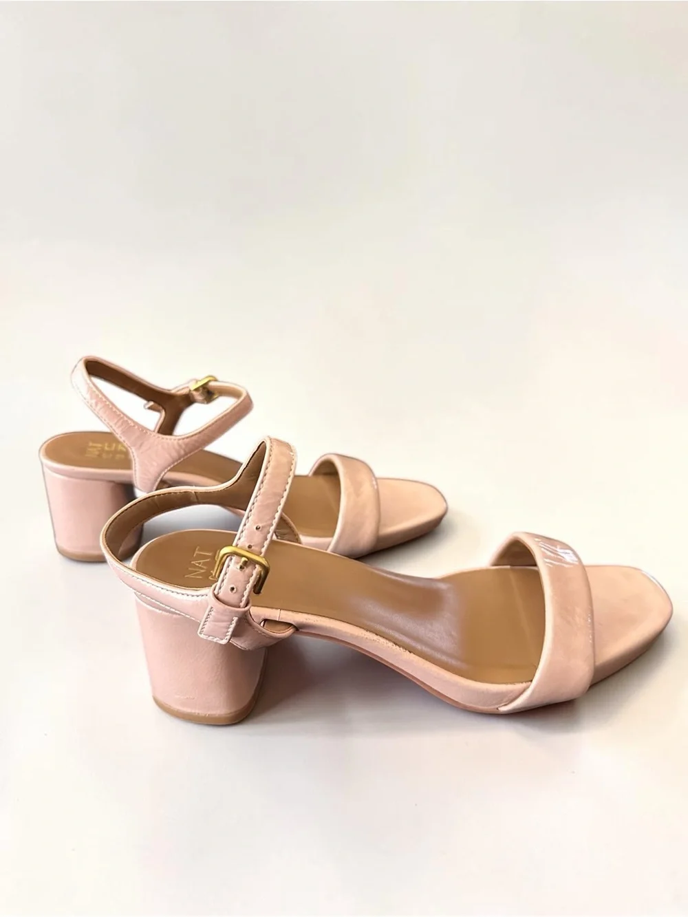 Naturalizer Izzy Leather Block Heel Sandals Blush Pink Women’s Size 9W